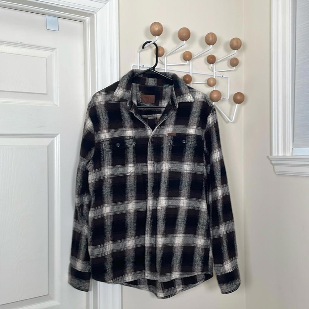 Orvis - Oversized Baggy Plaid Button Down Shirt - Black/White - Small
